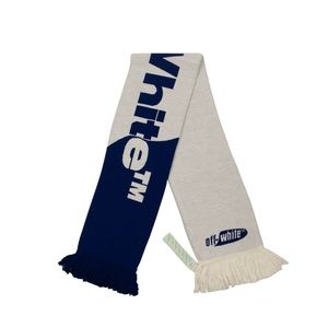NWT-OFF-WHITE C/O VIRGIL ABLOH BLUE/WHITE LOGO KNIT SCARF